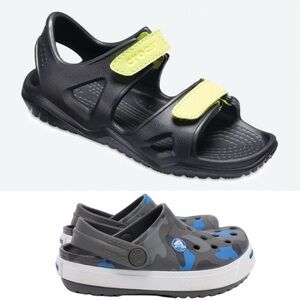 Crocs bundle toddler size 7 classic clogs camo river sandals black green Velcro